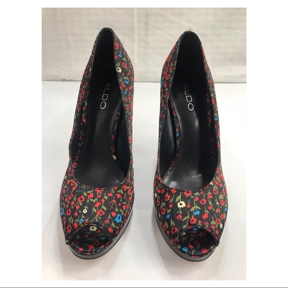 ALDO Open Toe Caged Flower Print Heels  Women’s Size :39 - Picture 1 of 8